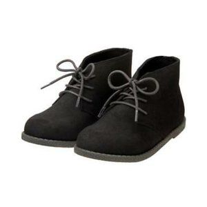 Black Faux Leather Lace Up Ankle Boots